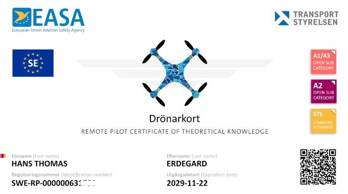 Drönarutbildning enligt EASA – certifikat för drönarpilot och operativ kompeten