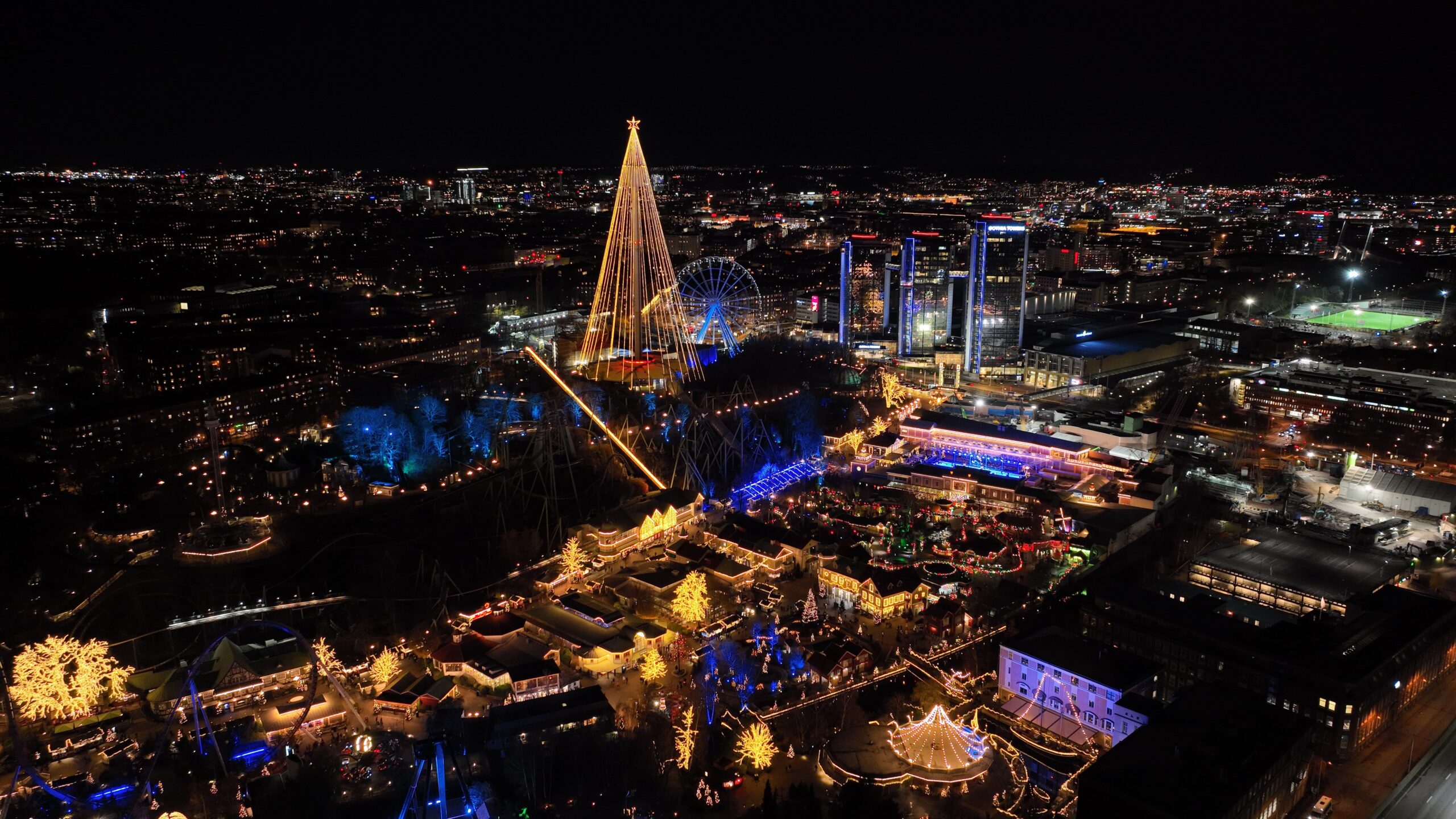Professionellt drönarfoto över Liseberg i Göteborg åt Viaplay